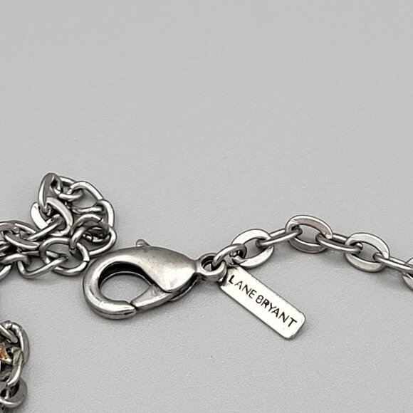 Lane Bryant Hammered Silver Tone Layered Crescent Necklace Lobster Clasp - Picture 6 of 7